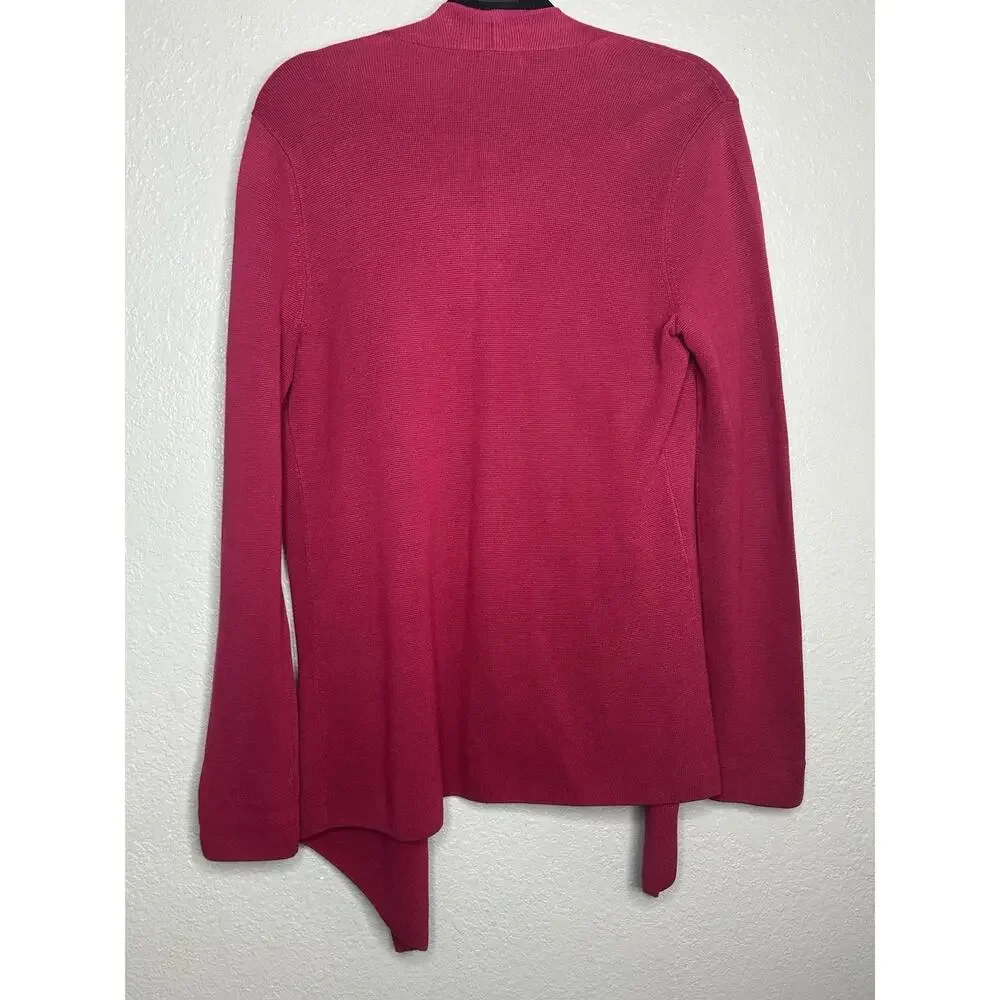 Eileen Fisher Open Front Silk Blend Cardigan Raspberry Career Workwear Medium - Picture 3 of 9
